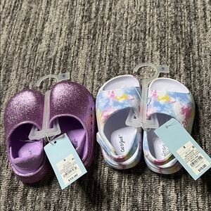 Cat & Jack  Kids Purple Glitter and Colorful Tie-Dye Slippers Set Size 6
